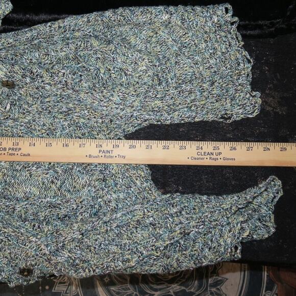 Anthropologie Moth Sweater Cardigan Knit Multicolor Green Yellow Whimsigoth Boho - Picture 12 of 13